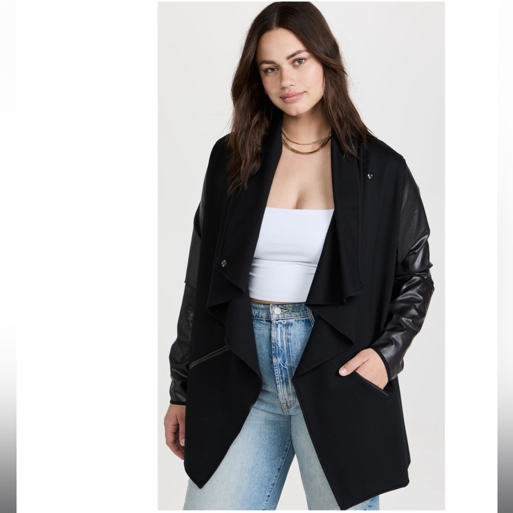 Spanx Faux Leather Convertible Jacket In Black Size XL